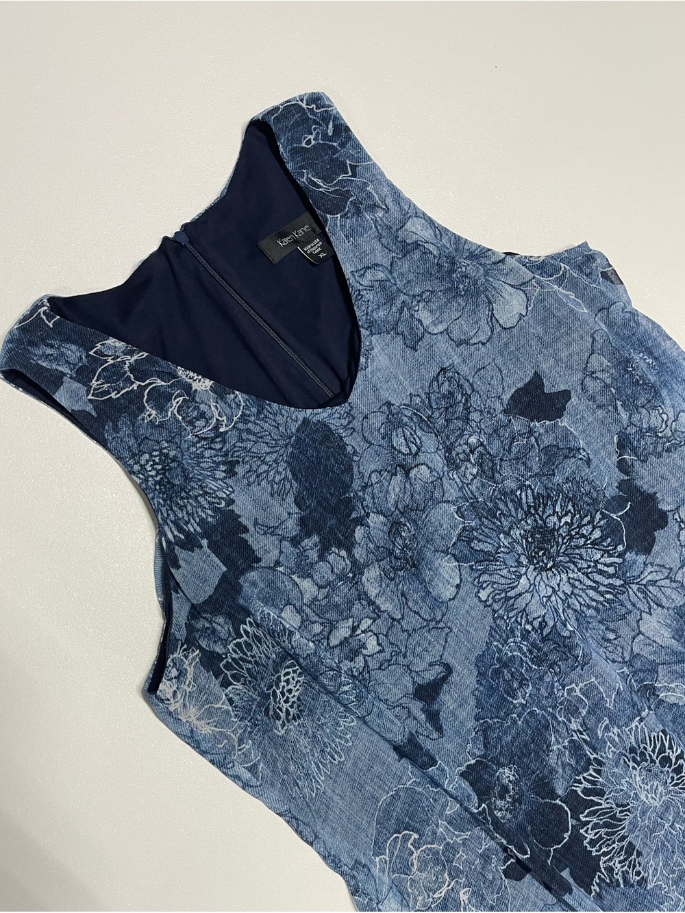 KAREN KANE Sleeveless Blue Floral Shift Dress Women’s XL - Picture 10 of 14